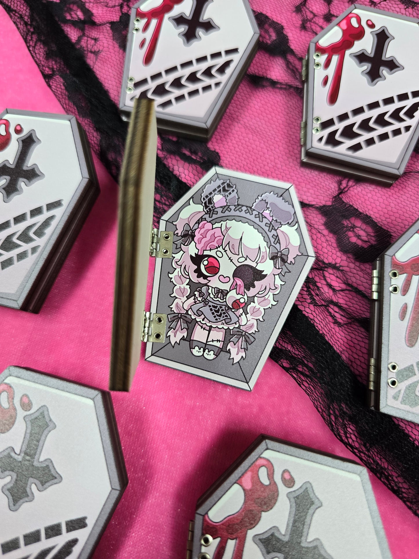 ZOMBABIES - ROADKILL WOODEN COFFIN PIN
