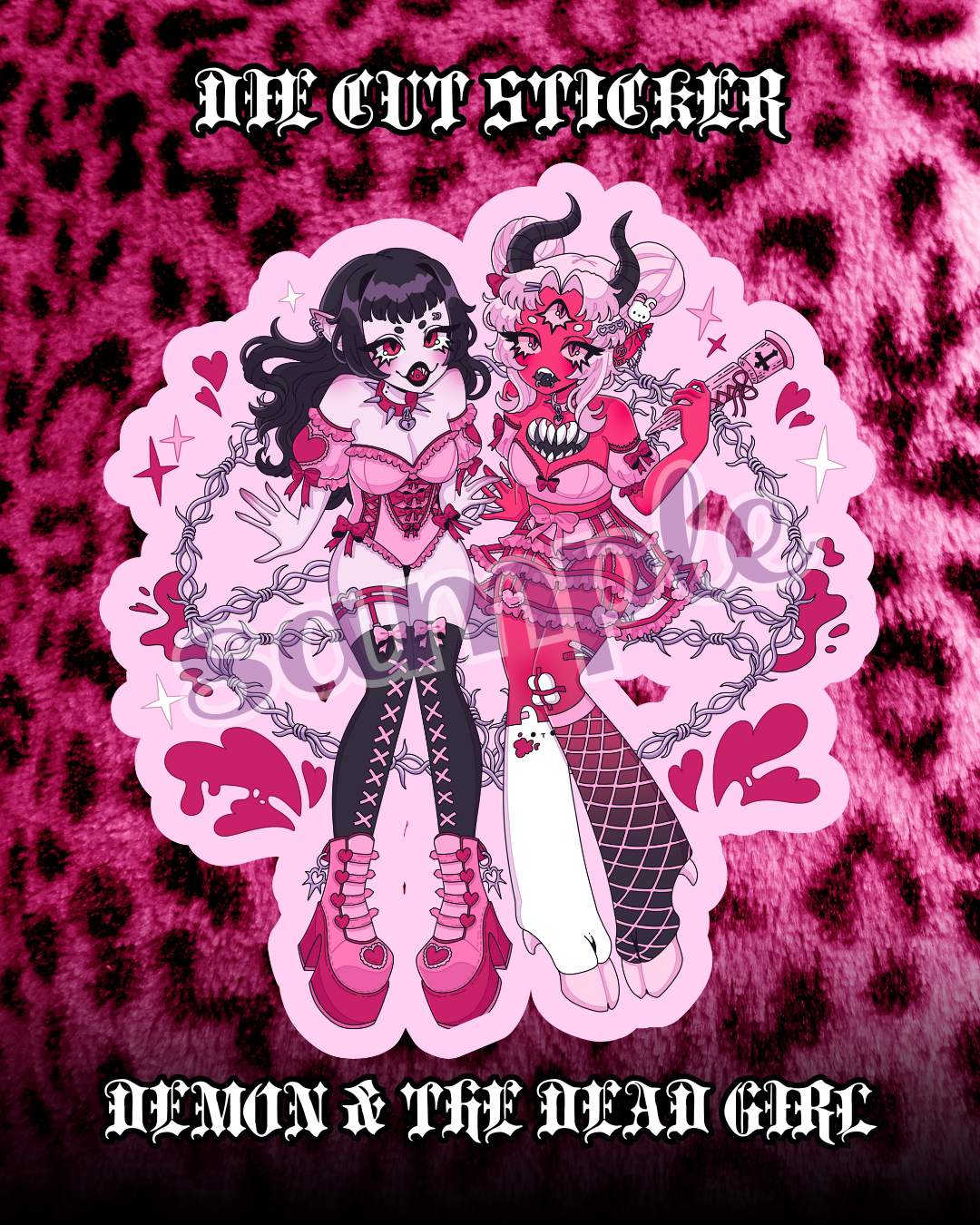 Demon & The Dead Girl Waterproof Diecut Sticker
