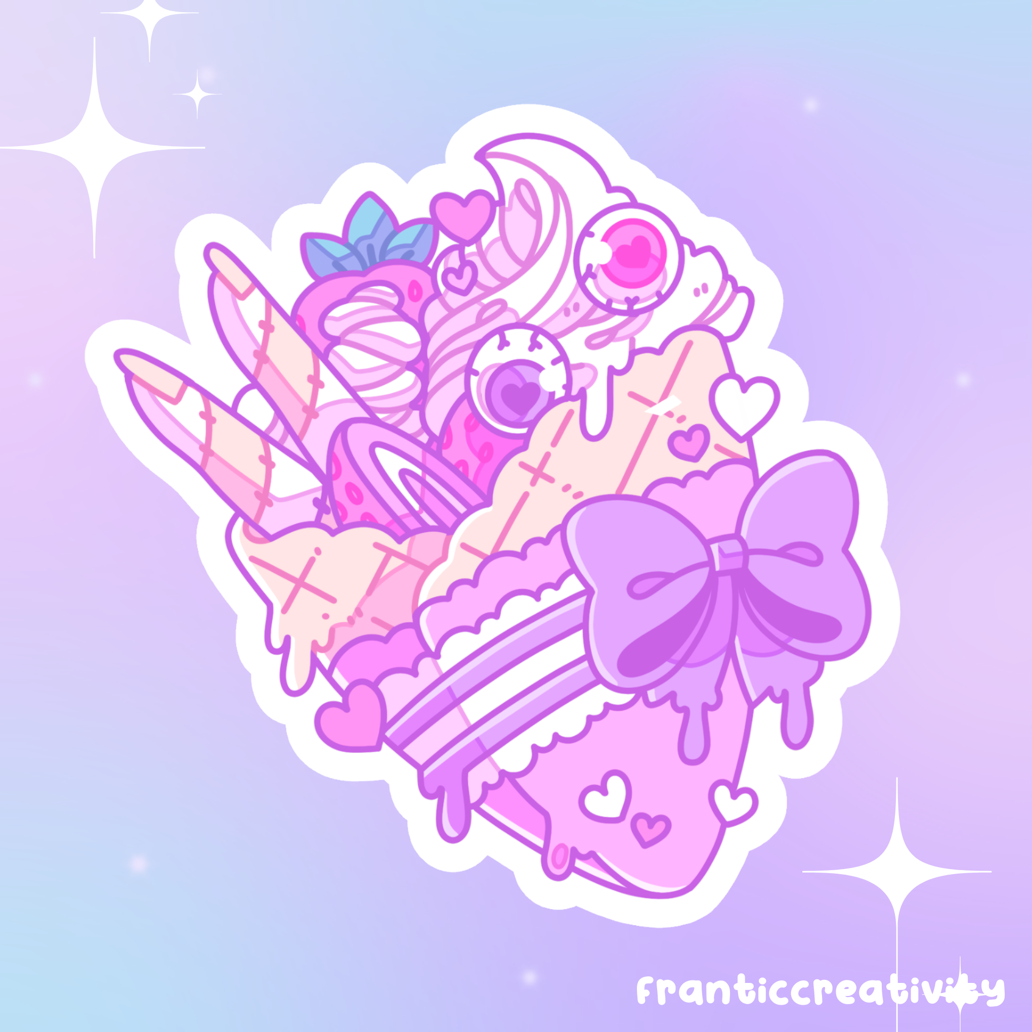 Kawaii Food Gore Creepy Crepe Die Cut Sticker franticcreativity