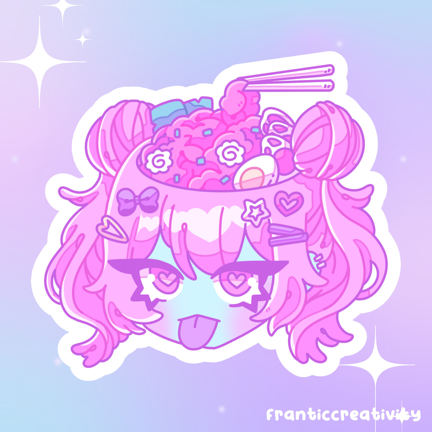 Kawaii Food Gore - Ramen Brain Die Cut Sticker