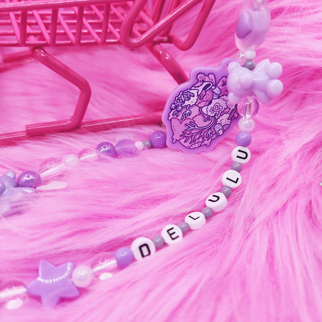 Handmade Phone Strap - Delulu in Purple