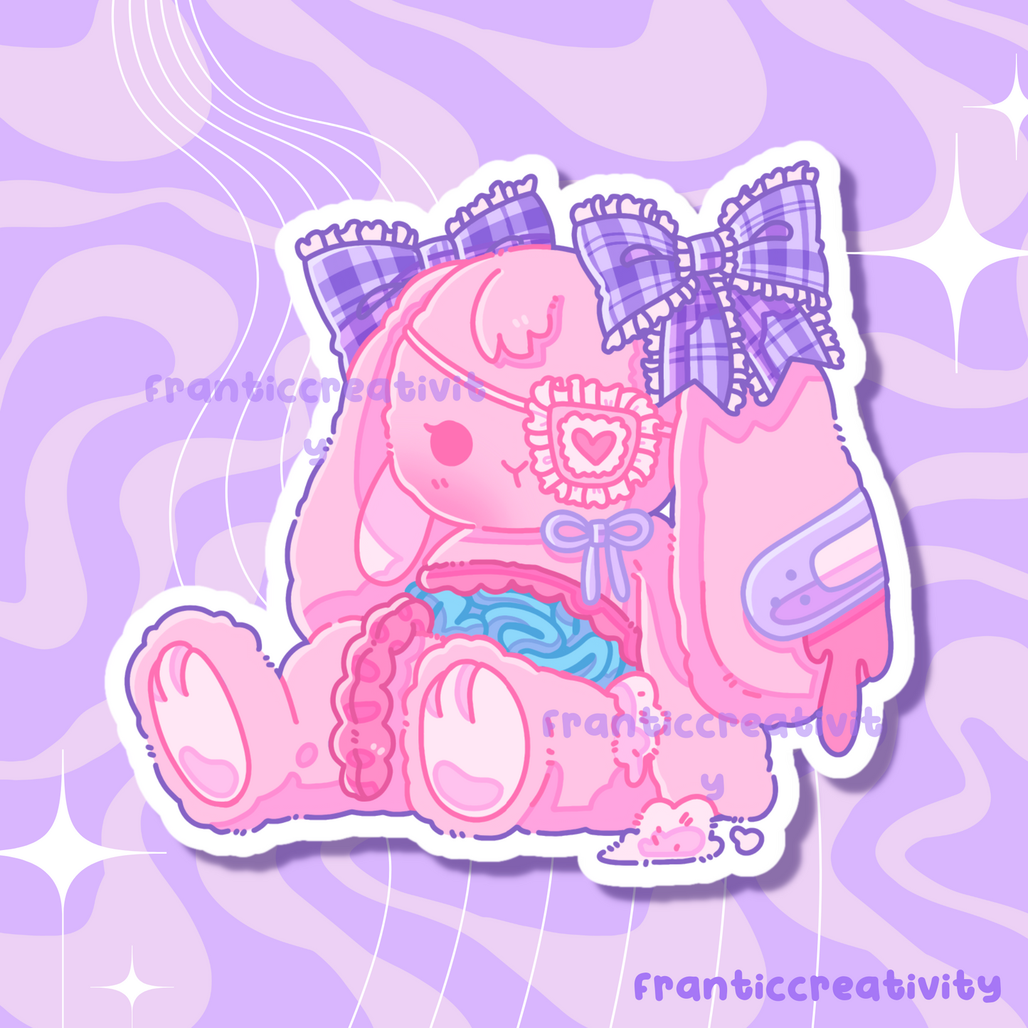 Lovely Gore Stuffed Bunny Waterproof Die Cut Sticker
