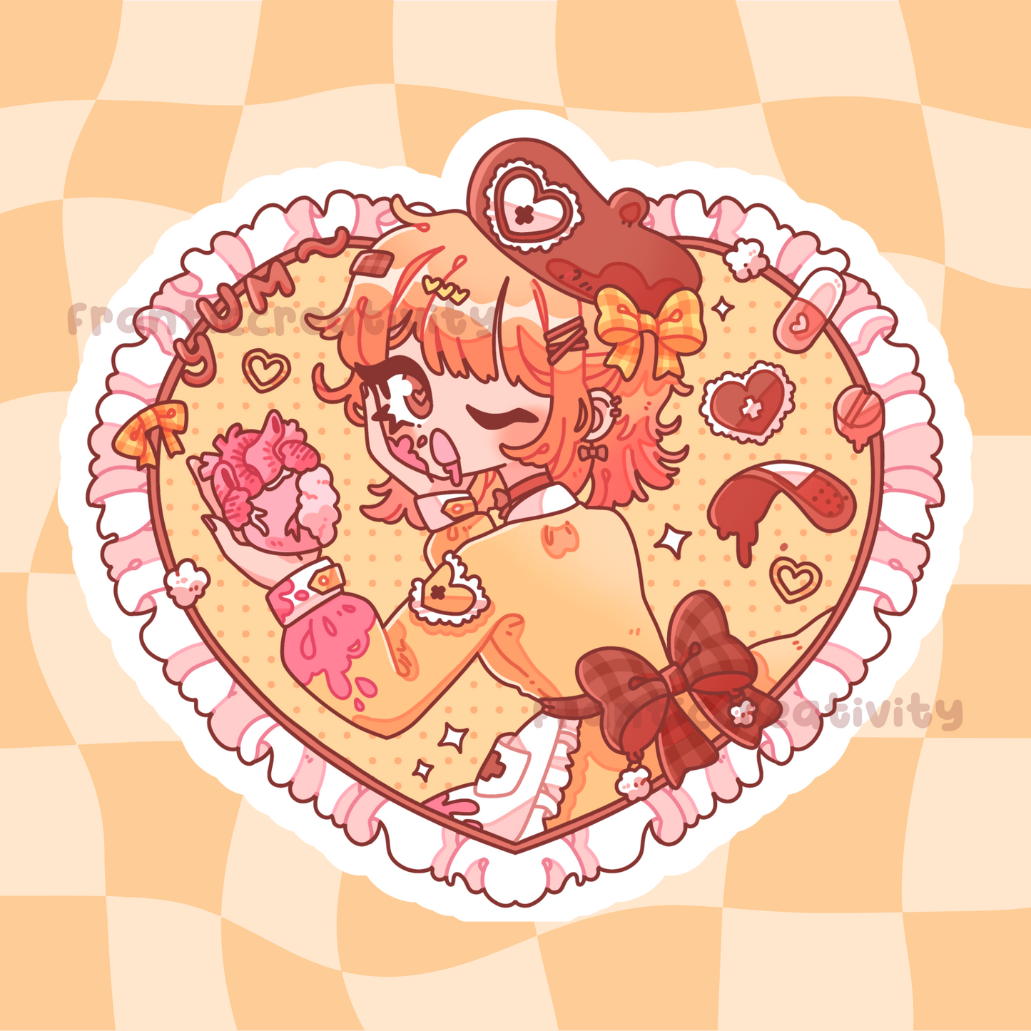 Menhera Gurl Heart Sticker - YELLOW