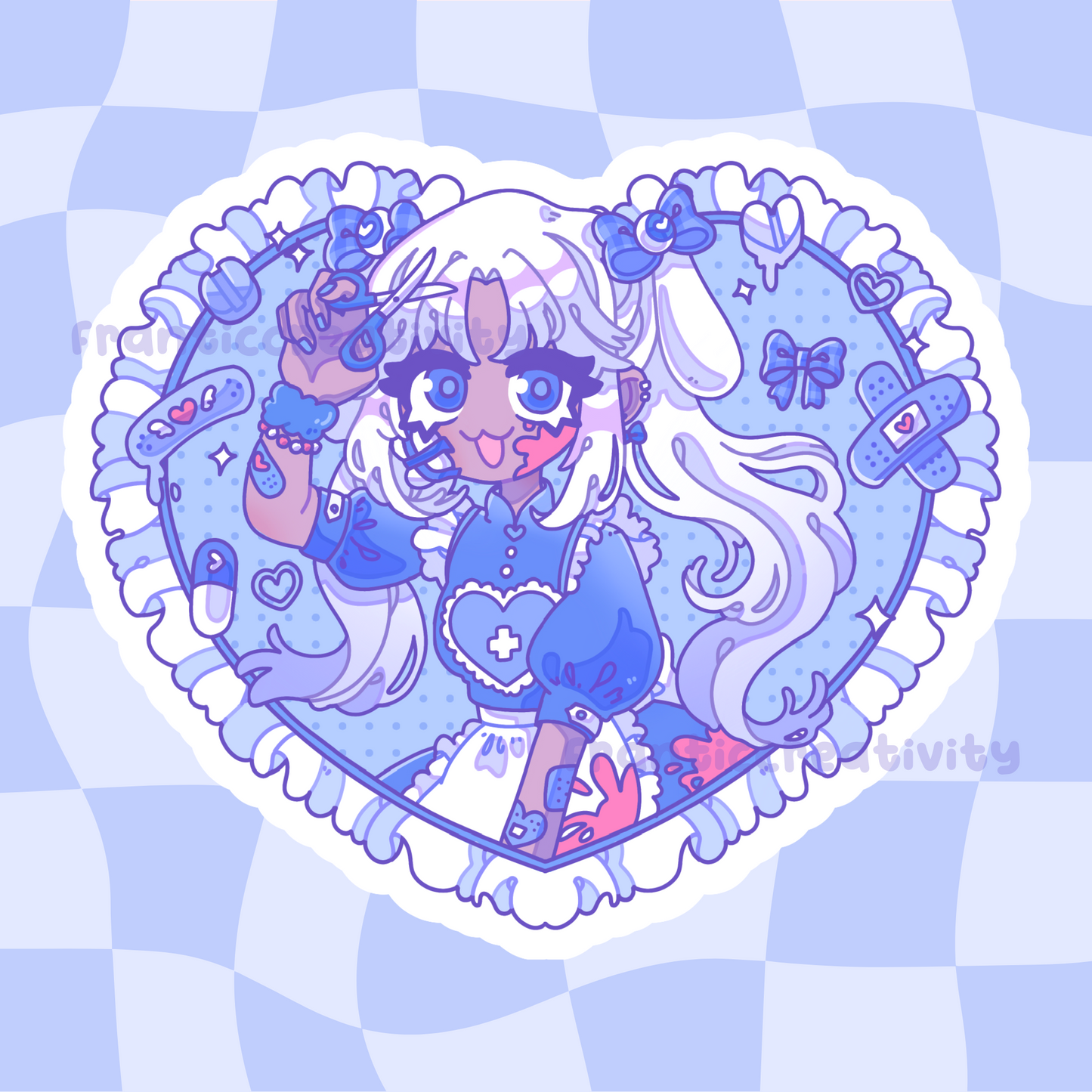 Menhera Gurl Heart Sticker - BLUE