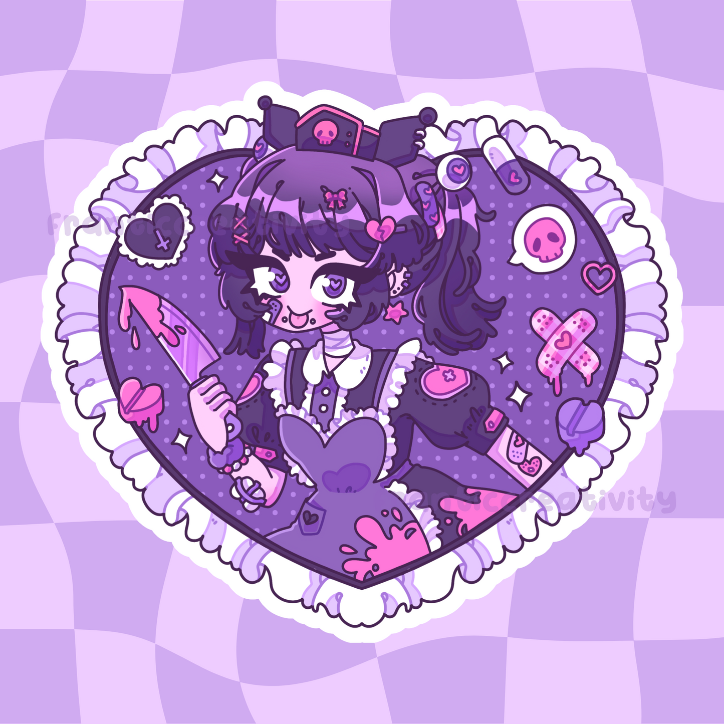 Menhera Gurl Heart Sticker - PURPLE