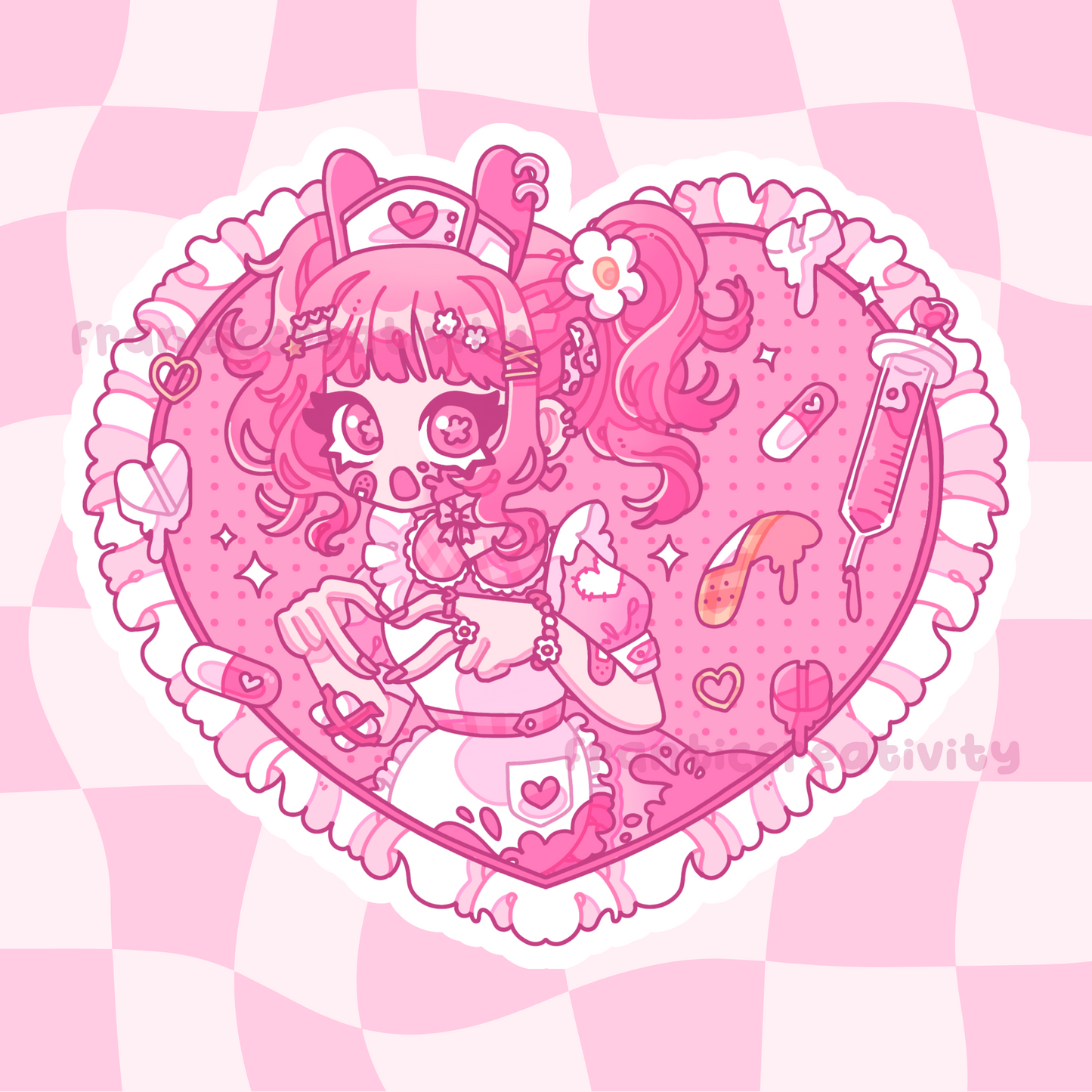 Menhera Gurl Heart Sticker - PINK