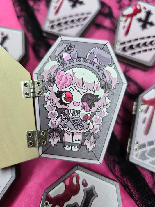 ZOMBABIES - ROADKILL WOODEN COFFIN PIN