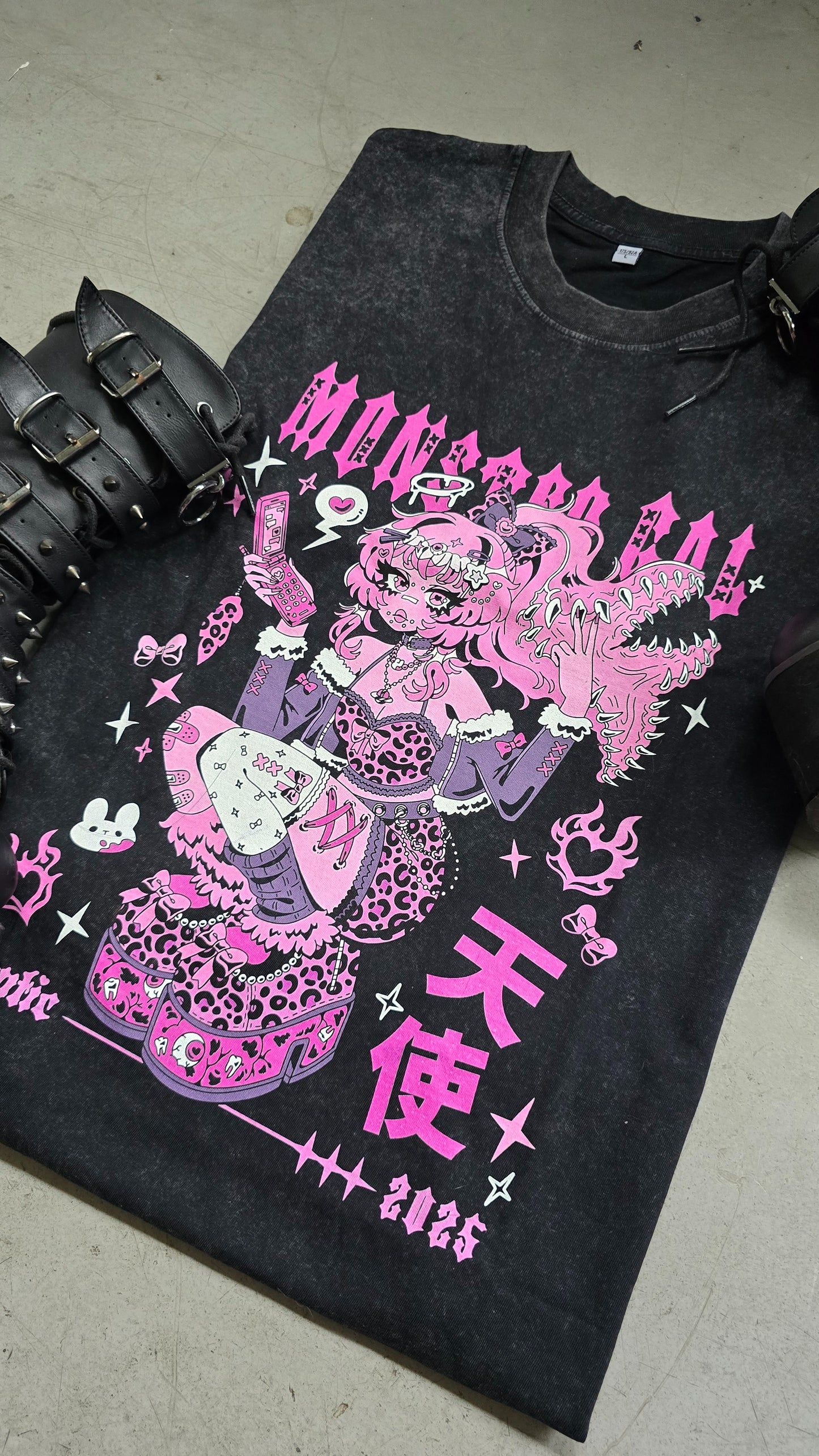 Monster Gal Acid Wash Tshirt