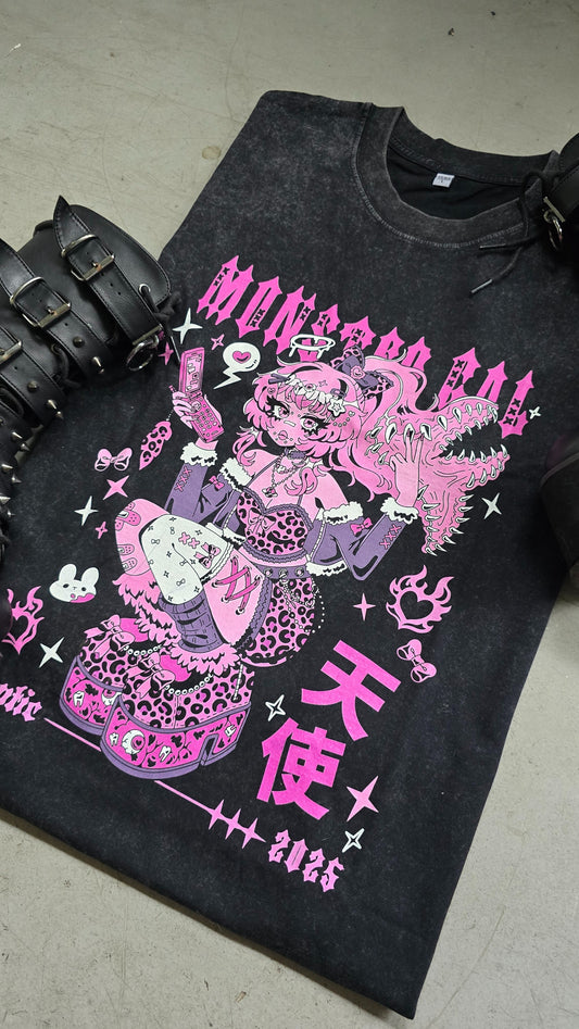 Monster Gal Acid Wash Tshirt