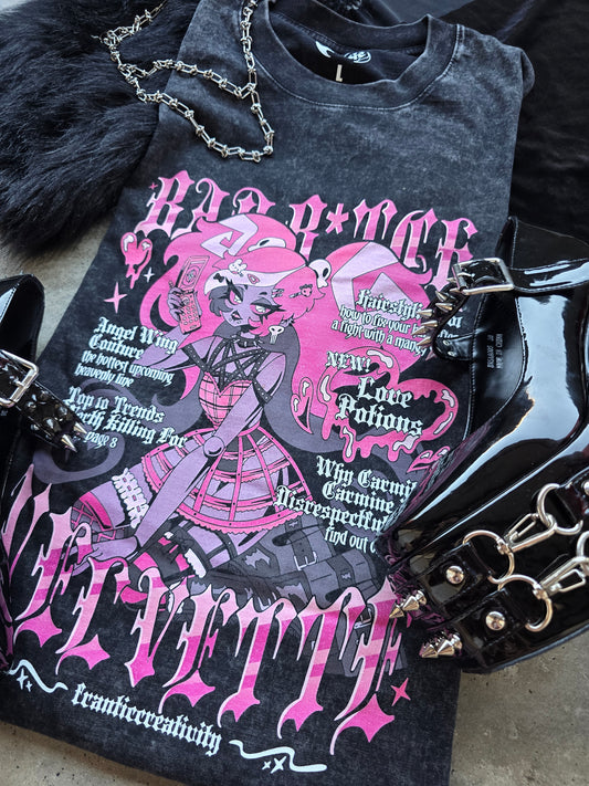 Velvette Fashion Mag Acid Wash Tee