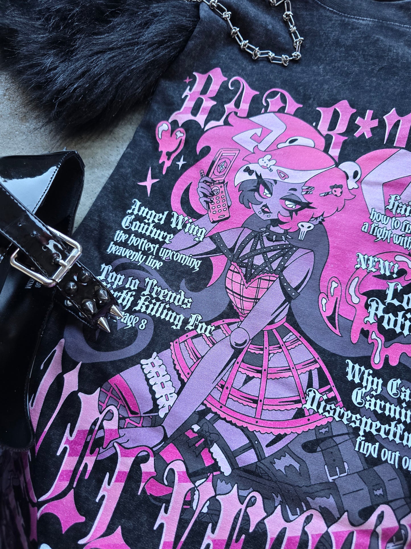 Velvette Fashion Mag Acid Wash Tee