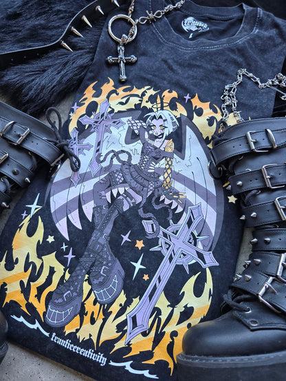 Lute Hell Is 4ever Acid Wash Tee