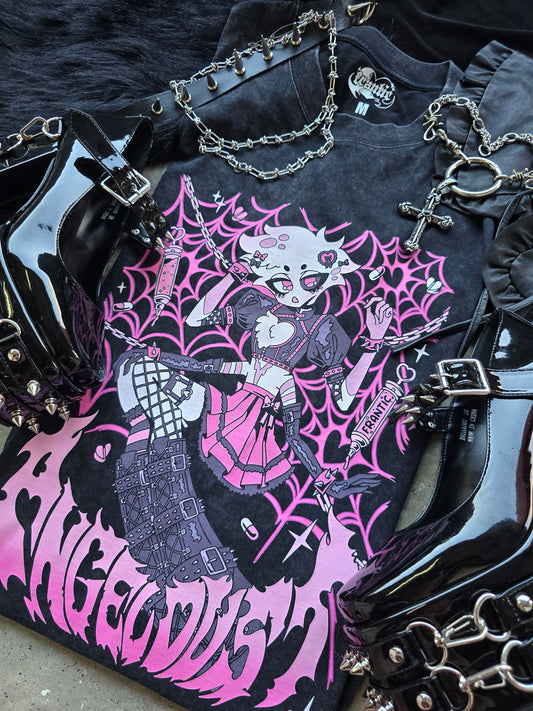 Angel Dust In Your Web Acid Wash Tee