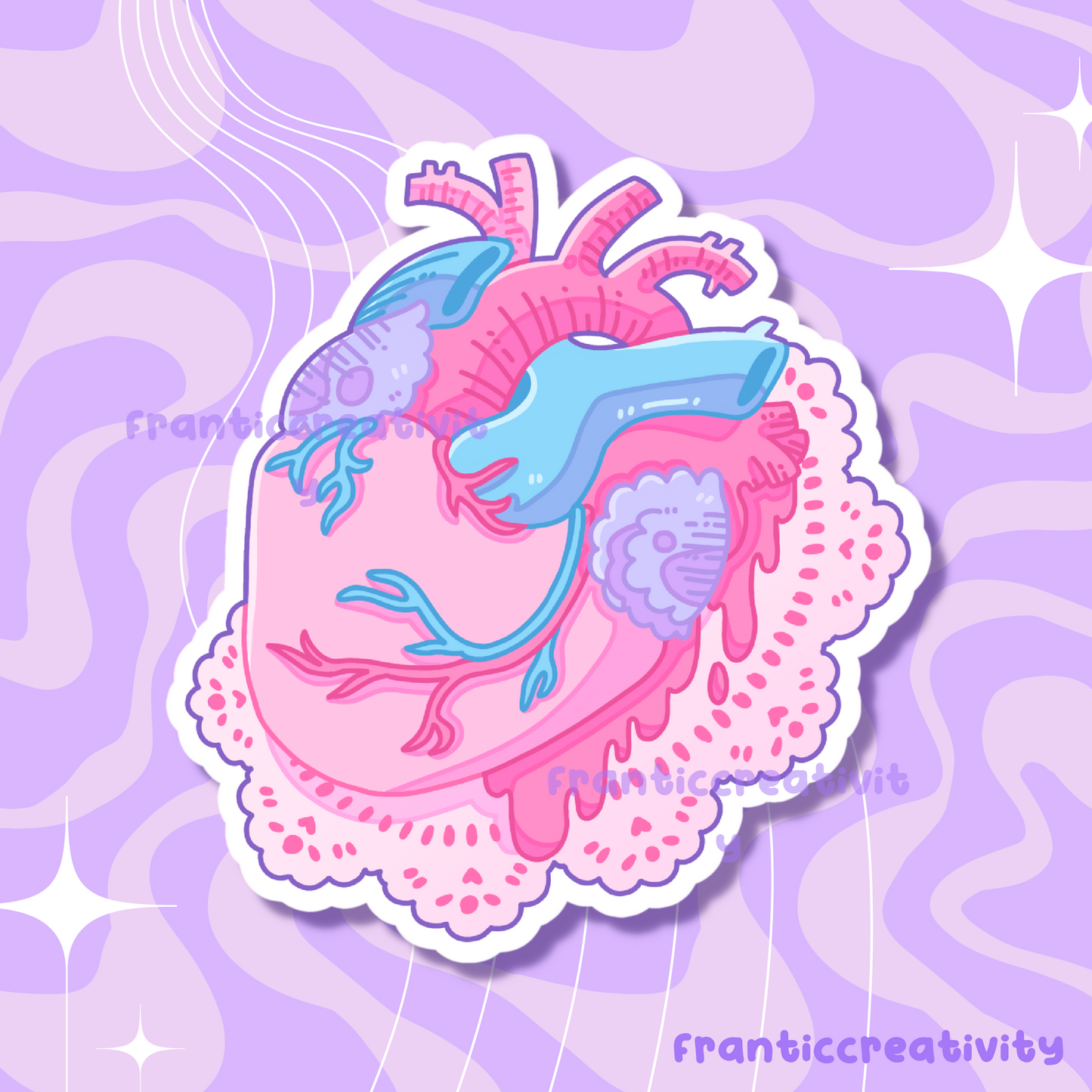 Lovely Gore Anatomical Heart Waterproof Die Cut Sticker