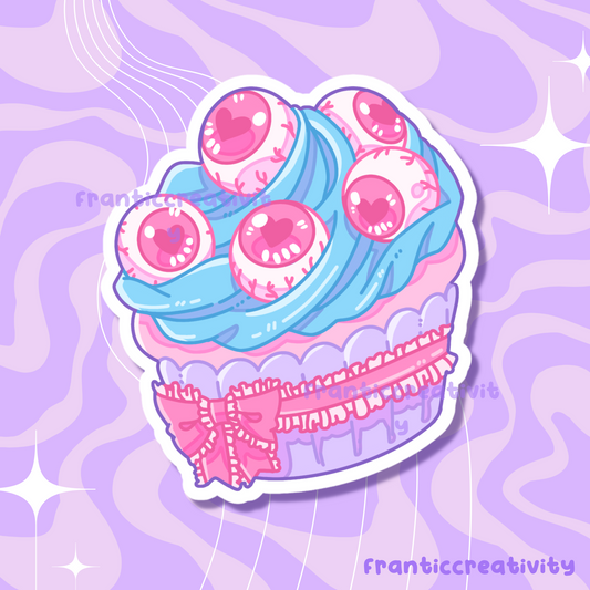 Lovely Gore Eyeball Cupcake Waterproof Die Cut Sticker